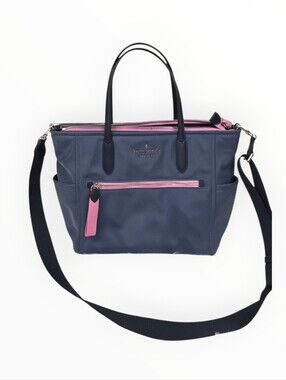 Kate Spade Grey Chelsea Nylon tote with pink trim